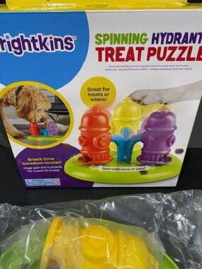 NEW Brightkins Spinning Fire Hydrant Dog Toy Snack Puzzle Boredom Buster